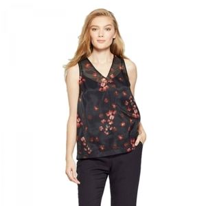 A new day floral black, red sheer sleevele…